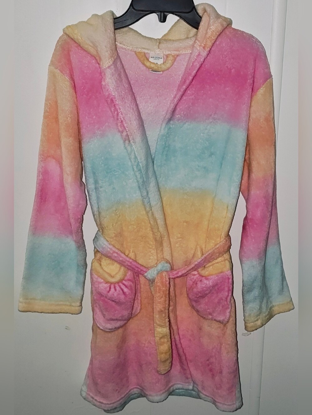 Arizona Plush Pastel Rainbow Hooded Robe